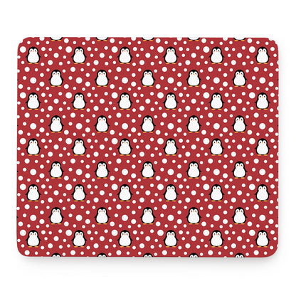 Red Snow Penguin Pattern Print Mouse Pad