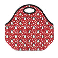 Red Snow Penguin Pattern Print Neoprene Lunch Bag