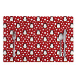 Red Snow Penguin Pattern Print Placemat