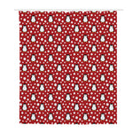 Red Snow Penguin Pattern Print Polyester Shower Curtain