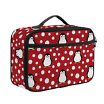 Red Snow Penguin Pattern Print Portable Lunch Bag