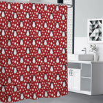 Red Snow Penguin Pattern Print Premium Shower Curtain