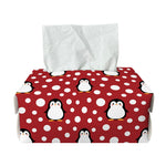 Red Snow Penguin Pattern Print Rectangle Tissue Box Cover