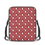 Red Snow Penguin Pattern Print Rectangular Crossbody Bag