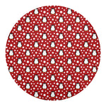 Red Snow Penguin Pattern Print Round Blanket
