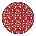 Red Snow Penguin Pattern Print Round Floor Mat