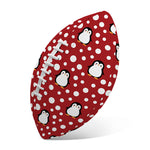 Red Snow Penguin Pattern Print Rugby Ball