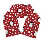 Red Snow Penguin Pattern Print Scarf