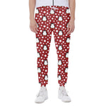 Red Snow Penguin Pattern Print Scuba Joggers