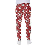 Red Snow Penguin Pattern Print Scuba Joggers