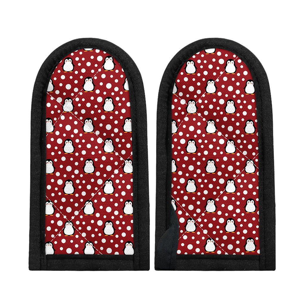 Red Snow Penguin Pattern Print Skillet Handle Cover