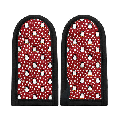 Red Snow Penguin Pattern Print Skillet Handle Cover
