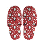 Red Snow Penguin Pattern Print Slippers