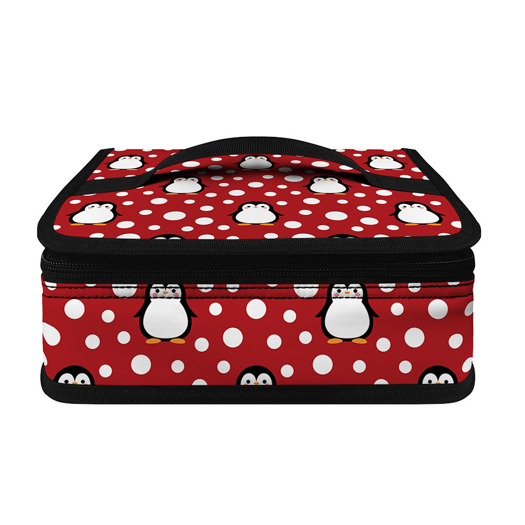 Red Snow Penguin Pattern Print Small Lunch Bag