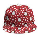 Red Snow Penguin Pattern Print Snapback Cap