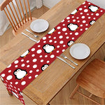 Red Snow Penguin Pattern Print Table Runner