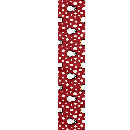 Red Snow Penguin Pattern Print Table Runner