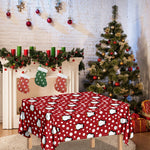 Red Snow Penguin Pattern Print Tablecloth