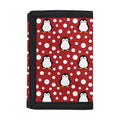 Red Snow Penguin Pattern Print Trifold Wallet