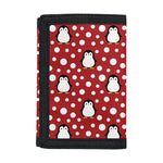 Red Snow Penguin Pattern Print Trifold Wallet