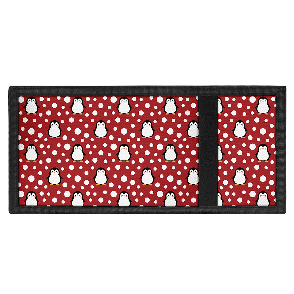 Red Snow Penguin Pattern Print Trifold Wallet