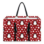 Red Snow Penguin Pattern Print Utility Tote Bag