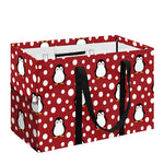 Red Snow Penguin Pattern Print Utility Tote Bag