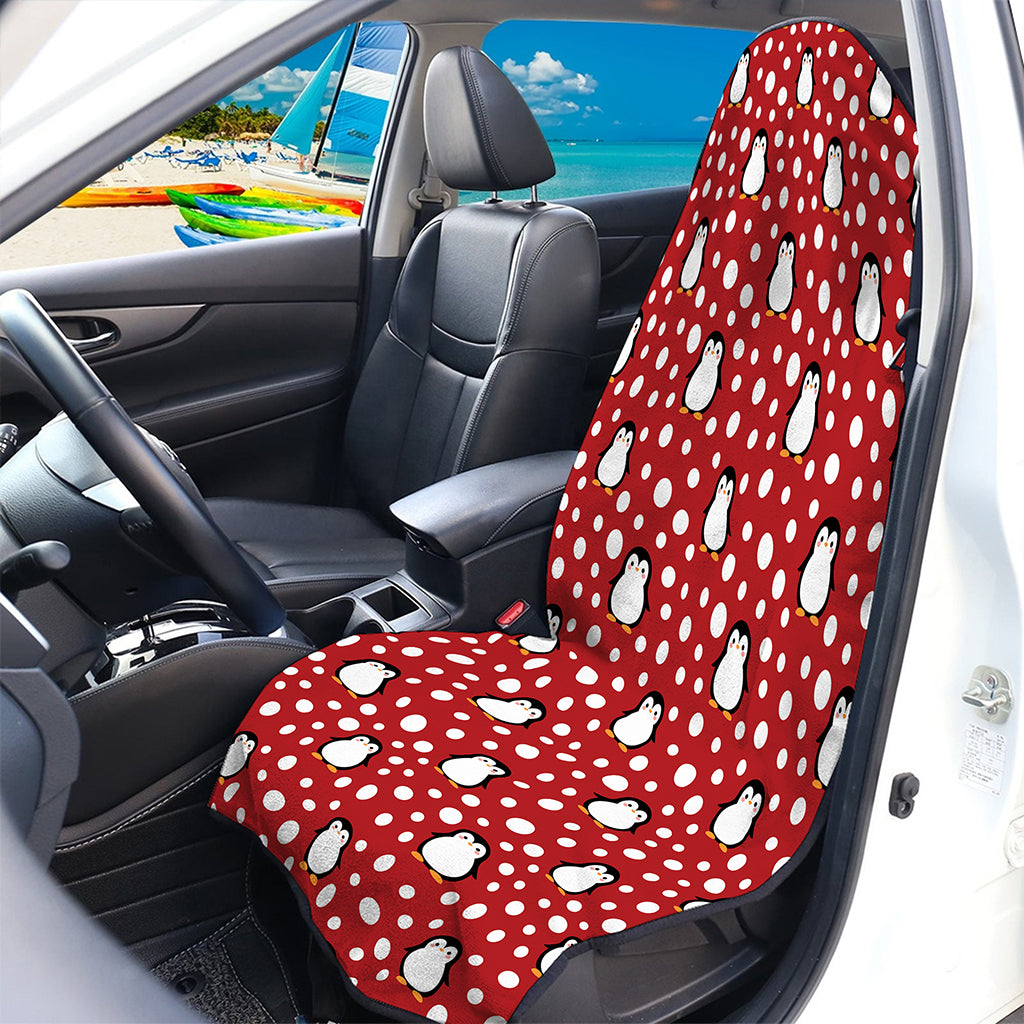 Red Snow Penguin Pattern Print Waterproof Car Seat Cover