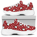 Red Snow Penguin Pattern Print White Chunky Shoes