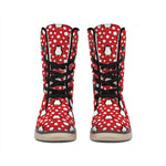 Red Snow Penguin Pattern Print Winter Boots