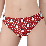 Red Snow Penguin Pattern Print Women's Panties