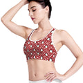 Red Snow Penguin Pattern Print Women's Sports Bra