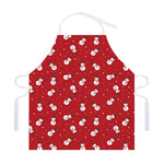 Red Snowman Pattern Print Adjustable Apron