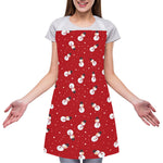 Red Snowman Pattern Print Adjustable Apron