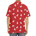 Red Snowman Pattern Print Aloha Shirt