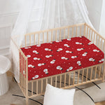 Red Snowman Pattern Print Baby Crib Sheet