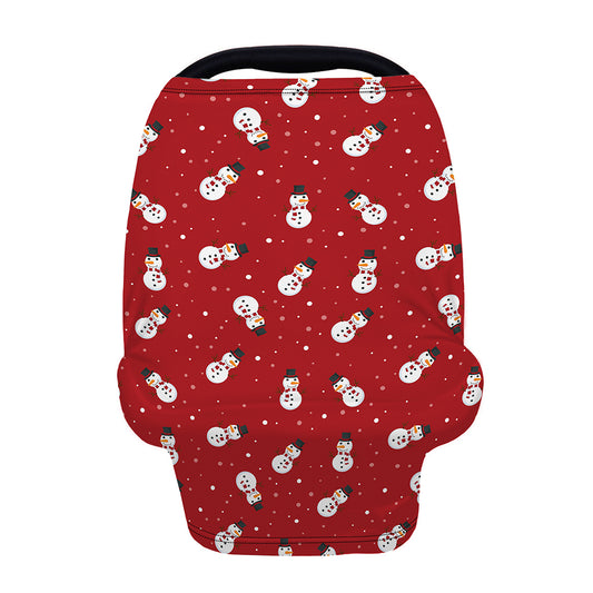 Red Snowman Pattern Print Baby Seat Cover