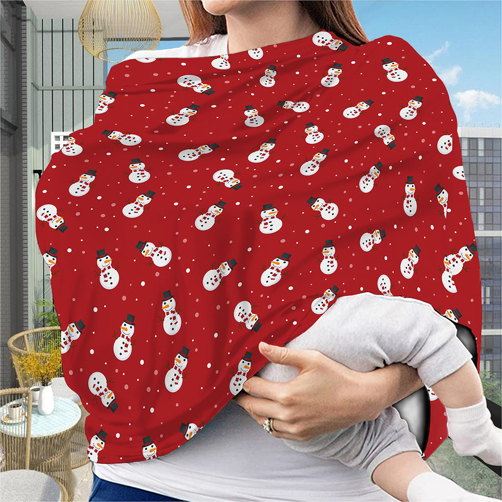 Red Snowman Pattern Print Baby Seat Cover