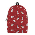 Red Snowman Pattern Print School Backpack