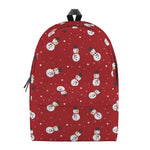 Red Snowman Pattern Print Backpack