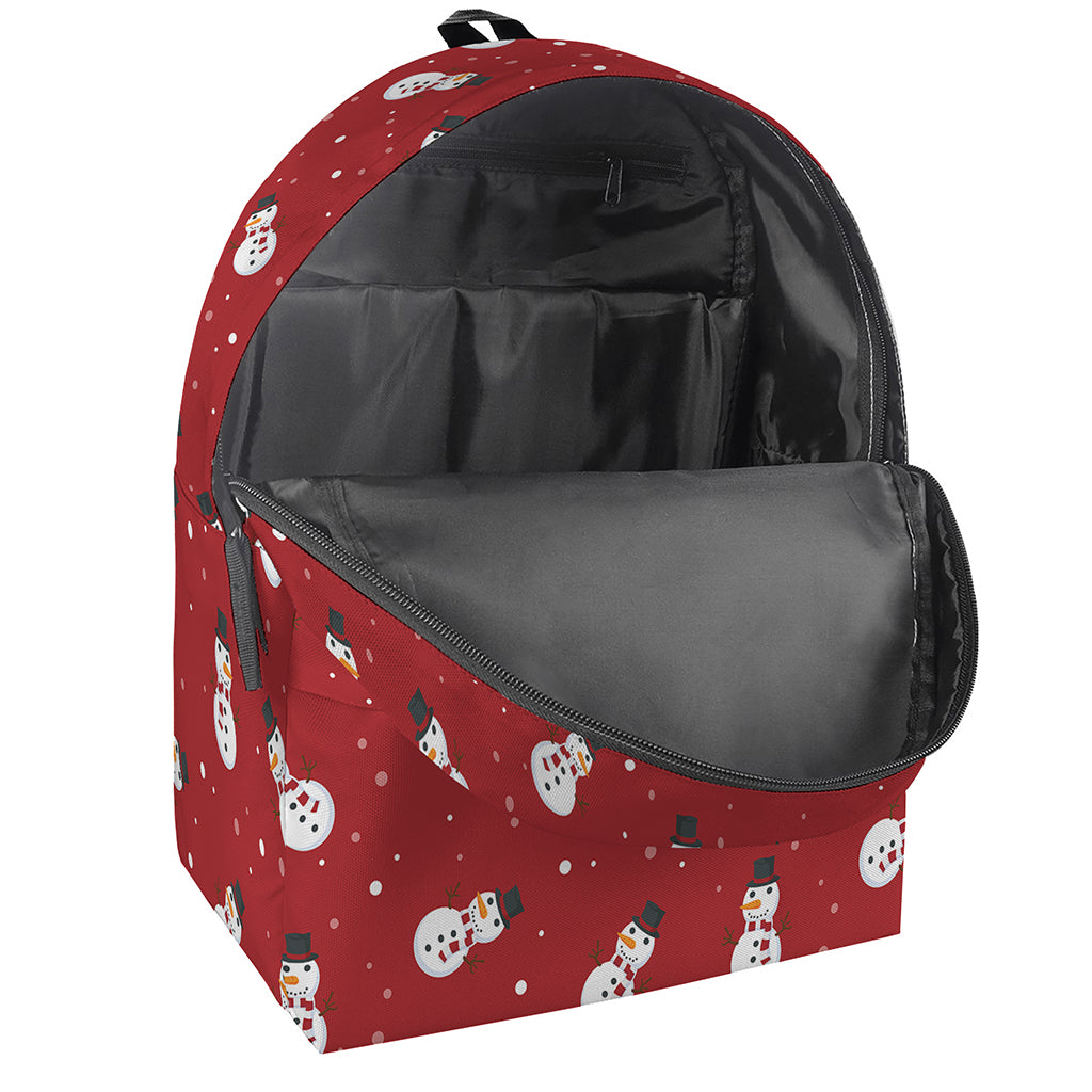 Red Snowman Pattern Print Backpack