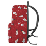 Red Snowman Pattern Print Backpack