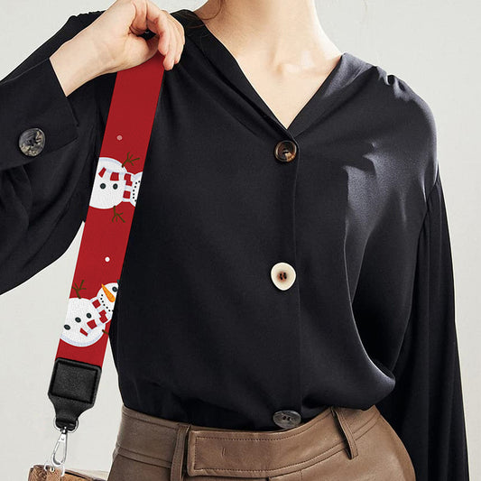 Red Snowman Pattern Print Bag Strap