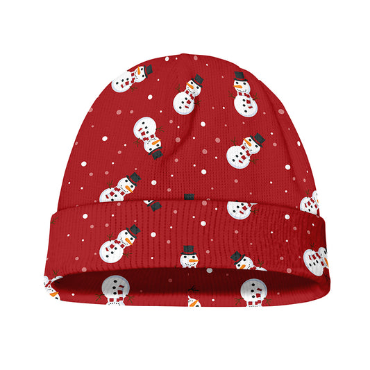 Red Snowman Pattern Print Beanie