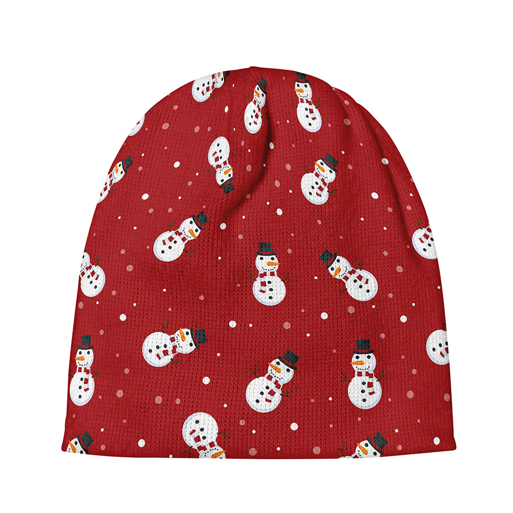Red Snowman Pattern Print Beanie
