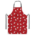 Red Snowman Pattern Print Bib Apron With Pocket