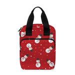 Red Snowman Pattern Print Bible Tote Bag