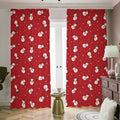 Red Snowman Pattern Print Dimout Pencil Pleat Curtains