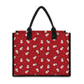 Red Snowman Pattern Print Canvas Tote Bag