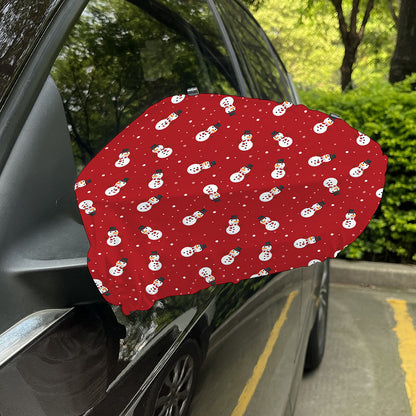 Red Snowman Pattern Print Car Side Mirror Covers